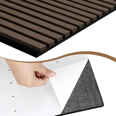 Immagine prodotto di Pannello acustico autoadesivo ISOISL, 120x60 cm, noce, pannello a parete in feltro MDF, 1 pezzo