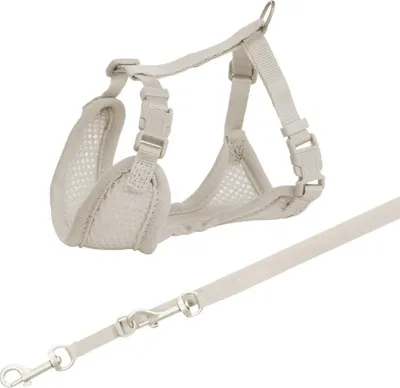 Produktbild von Trixie Junior Welpen-Softgeschirr mit Leine hellgrau, Größe: M-L / 10 mm