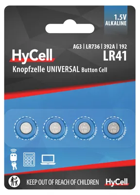 Immagine prodotto di 4 pile a bottone HyCell LR41 1,5 V