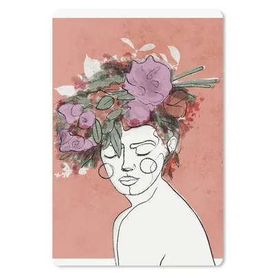 Produktbild von MuchoWow® Mauspad Mousepad Porträt - Frau - Blumen - Pastell 40x60 cm - Mousepads - Maus Mat - Pad - Mausunterlage - Schreibtisch Accesoire