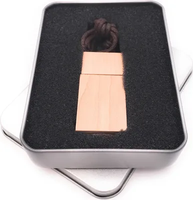 Produktbild von Onwomania Holz Kette aus echtem Holz USB Stick in Alu Geschenkbox 32 GB USB 2.0