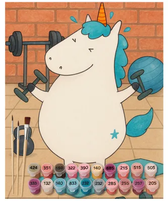 Produktbild von Mr. & Mrs. Panda Malen nach Zahlen Einhorn Fitness Design 40 x 50 cm Mit Rahmen - Weiß - Geschenk, set, diy, Sport, Fitnessstudio, Unicorn, Einhörner, Diät, Gym