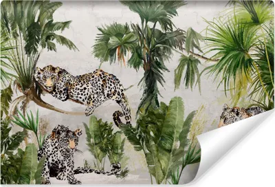 Produktbild von Muralo Vlies Fototapete JAGUARE wilde Tiere tropische Pflanzen Br. 180cm x Hö. 120cm
