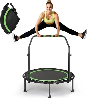Produktbild von Rebounder-Trampolin fš¹r Erwachsene, 102/122 cm, 204/250 kg Belastbarkeit, verstellbarem Griff, stabil, leise, fš¹r drinnen und drau?en, Ganzk?rpertraining, Entspannung zu Hause