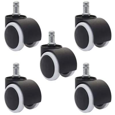 Produktbild von 5er-Set Hartbodenrollen HWC-H86, Bürostuhl-Rollen Stuhlrollen, 150kg belastbar Ø 11mm  weiß