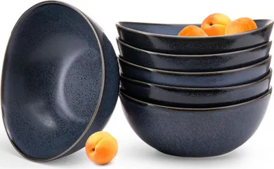 Obrázok produktu pre Misky na polievku Konsimo 6p. Tvrdý porcelán s reaktívnou glazúrou "TIME BLACK", čierna farba, porcelán, dánsky štýl, 17,5x17x7,5 cm