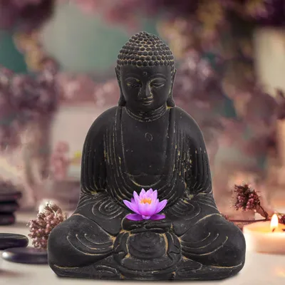 Image de Stonox Bouddha Pune Dhyana Mudra en pierre moulée résistante au gel 20 cm