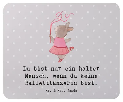 Produktbild von Mr. & Mrs. Panda Mousepad Balletttänzerin Herz - Grau Pastell - Geschenk, Spruch, Mauspad, Beruf, computer, Lustig, Mouse Pad, Ballett, Ballerina, Ballettaufführung
