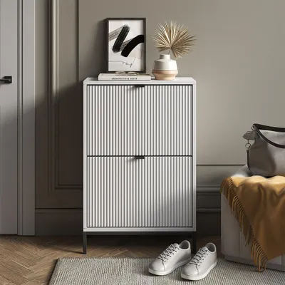 Obrázek produktu pro Botník na boty Vicco Eliza Bílá 60 x 92 cm se 2 sklopnými zásuvkami, Model 56426