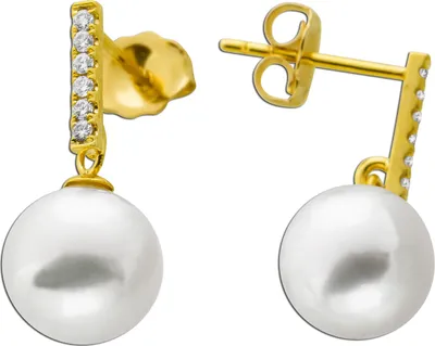 Produktbild von Perlen Ohrstecker Gold 585 14K Südseeperlen Natur Diamanten