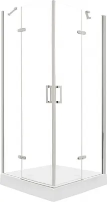 Produktbild von Kerra Flow Chrome 90x90 Duschkabine mit Duschwanne, Chromprofile, 6mm ESG Sicherheitsglas, transparent, mit KERRA PROTECT Schutzschicht