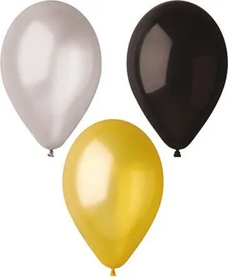Produktbild von Luftballons Ø 25 cm schwarz/gold/silber