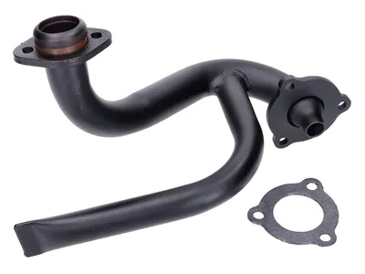 Produktbild von Auspuffkrümmer schwarz mit Staurohr und Drossel für Aprilia SX, RX, Derbi Senda, Gilera RCR, SMT