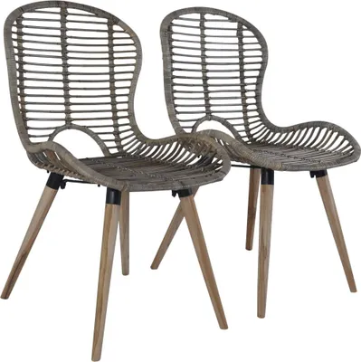 Produktbild von The Living Store Esszimmerstühle 2 Stk. Braun Natürliches Rattan