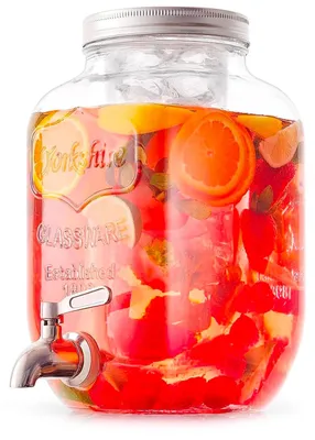 Getränkespender aus Glas, 4 Liter, mit Metallhahn