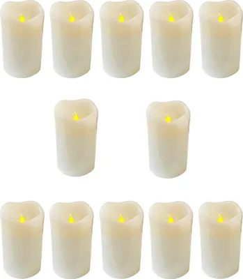 Produktbild von 12 Stück LED - Echtwachs Kerze mit LED 5 x 6,5 cm mit Timer