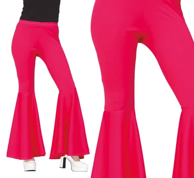 Immagine prodotto di 70S Festival Flare Pants Retro Flair Dance Carnival Colourful Party Disco Outfit, Taglia: 38 - 40 (M) Colore: Rosa