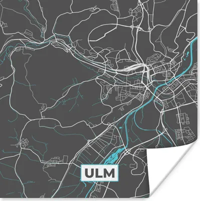 Produktbild von MuchoWow® Poster Stadtplan - Deutschland - Blau - Ulm - Karte 100x100 cm - Babyzimmer