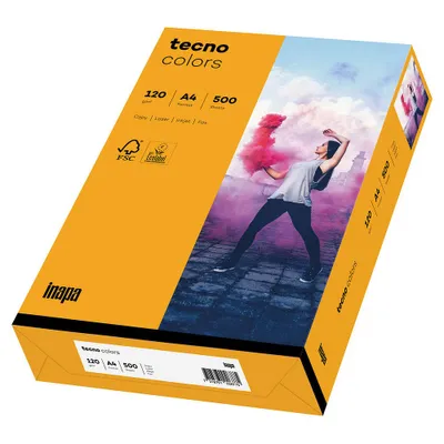 Zdjęcie produktu dla tecno 88324350 Kopierpapier colors mittelorange DIN A4 120 g/qm 250 Blatt