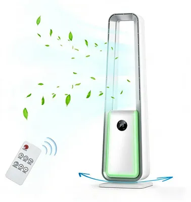 Produktbild von ZELURXX Bladeless Ventilator, Turmventilator, Leiser Standventilator mit HEPA-Filter, 3 Windstufen, 12h Timer, Fernbedienung, Luftreinigung, Weiß