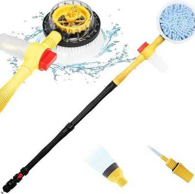 Immagine prodotto di Set di spazzole per auto in microfibra - Spazzola rotante gialla - Lavaggio ad alta pressione - Kit per la pulizia dell'auto
