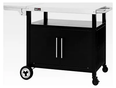 Produktbild von Grillwagen mit klappbarem Seitentisch und Edelstahl-Arbeitsfläche