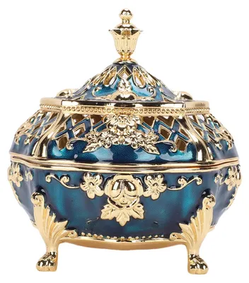 Productafbeelding van Vintage Metalen Wierooker met Deksel in Goud