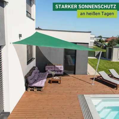 Produktbild von Windhager Dreieck Sonnensegel 4m x 4m x 4m aus HDPE-Gewebe mit 90% UV-Schutz
