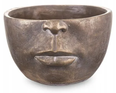Image de Styldekor Cache-pot tête visage ciment 14x23cm