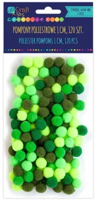 Image de Pompons en polyester vert 1cm 120pcs