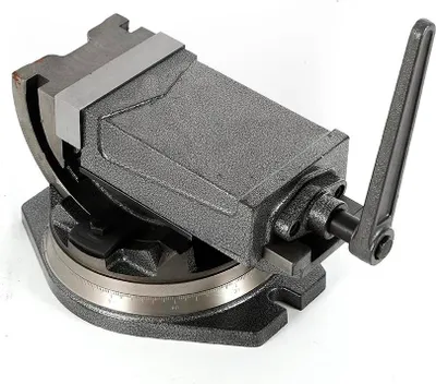 Image de Etau de fraiseur inclinable - Etau - Largeur de mors 125 mm - Base pivotante 360° - Inclinaison 0-90° - Dureté des mors 48 HRC - Force de serrage 24 kN - Gris