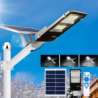 Produktbild von 20W 233LEDs Solar Straßenlaterne für Außen -20000lm Solarlampen mit Fernbedienung, 6500K Dämmerung bis zum Morgengrauen Wasserdicht Solar Wegeleuchte