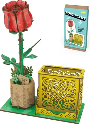 Produktbild von Rosen 3D Puzzle Holz, DIY-Blume Aus Holz, Modellbausätze Für Blumen, Heimdekoration Und Valentinstags-Geschenkset