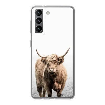 Produktbild von MuchoWow® Handyhülle Schutzhülle Hülle für Samsung Galaxy S21 Schottischer Highlander - Vlies - Kuh Silikon Softcase Handy Hülle - Softcase