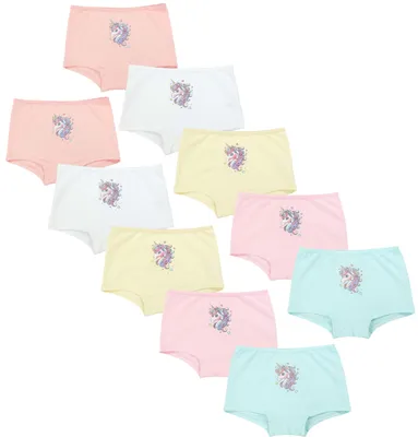Produktbild von TupTam Unterhosen Mädchen Shorts 10er Pack - Bequeme Unterwäsche für Mädchen aus Baumwolle, Farbe: Einhorn Blau Graphite Grau Rosa , Größe: 116-122