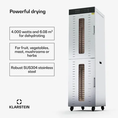 Zdjęcie produktu dla Klarstein Wydajna suszarka do żywności, Commercial Food Dehydrator, robot kuchenny – pojemny, zdrowy i bezpieczny, łatwy w obsłudze, łatwy w pielęgnacji – do przygotowywania pożywnych suszonych owoców i nie tylko!