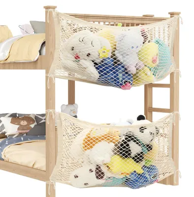 Produktbild von Hängender Aufbewahrungsnetz Kuscheltier-Organizer - Baumwolle - Beige - 2 Stück