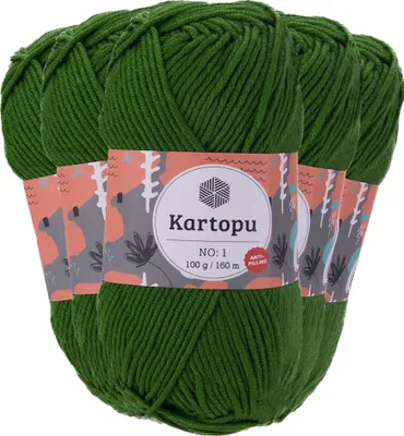 Produktbild von 5 x 100g Strickgarn Kartopu NO:1 Wolle Anti Pilling Effekt