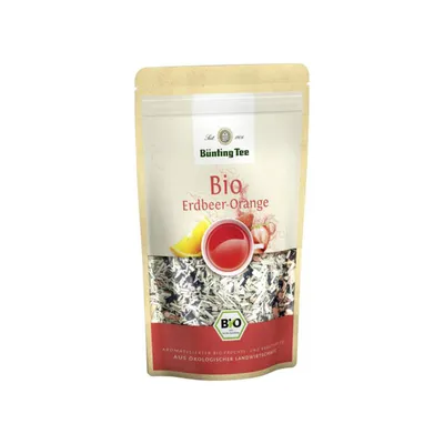 Obrázek produktu pro Bünting Organic Jahoda Pomeranč Bylinná a ovocná čajová směs 80g
