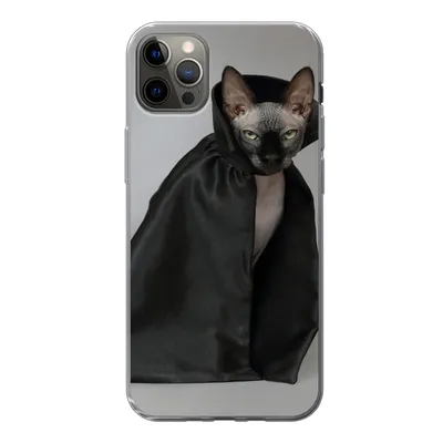 Produktbild von MuchoWow® Handyhülle Schutzhülle Hülle für iPhone 12 Pro Max Katze - Umhang - Schwarz Silikon Softcase Handy Hülle - Hartschale
