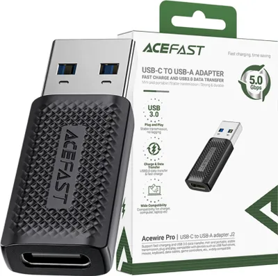 Image de Acefast J2 Adaptateur Usb-C 3.0 (femelle) vers Usb-A 3.0 (mâle) 5Gb/S - Noir