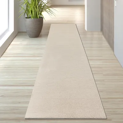Image de Tapis crème doux, facile d'entretien et lavable pour un intérieur moderne Taille - 80 x 300 cm