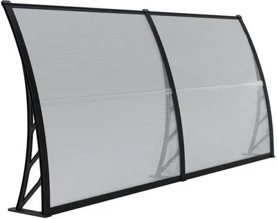 Obrázok produktu pre Veľká oblúková strieška nad vchodom s rozmermi 2 x 1 m z priesvitného polykarbonátu.