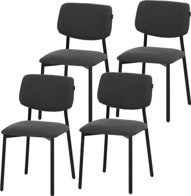 Obrázek produktu pro Designová židle RAVINO A21 - sada 4 jídelních židlí čalouněných látkovým potahem, moderní kuchyňská židle s opěradlem, židle, nosnost do 110 kg - šedá barva