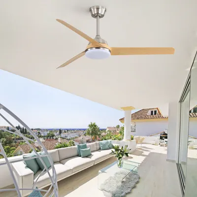 Image de Parrot Uncle Ventilateur de plafond 132 cm avec lumière LED 22W & télécommande, 3 pales ABS, silencieux pour le salon