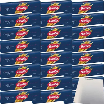 Produktbild von Barilla Spaghetti No. 5 24er Pack (24x500g Packung) + usy Block