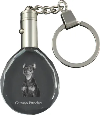Produktbild von Deutscher Pinscher - Anhänger mit einem Foto eines Hundes, Schlüsselanhänger aus Kristall in einer Geschenkbox, ein einzigartiges Geschenk von Art-Dog