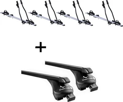 Produktbild von 4x Fahrradträger SAGITTAR + Relingträger Quick Stahl L kompatibel mit für Peugeot 4008 2012-2017