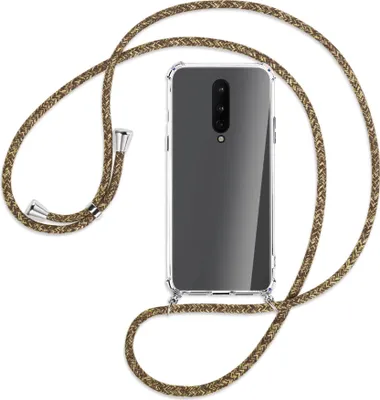 Produktbild von Handykette Backcover-Schutzhülle mit Band (Metall silberfarben) für OnePlus 8 - braun+beige
