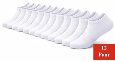 Produktbild von 12 Paar Sportsocken Damen Herren Sneaker Socken atmungsaktiv,  Weiß 35-38